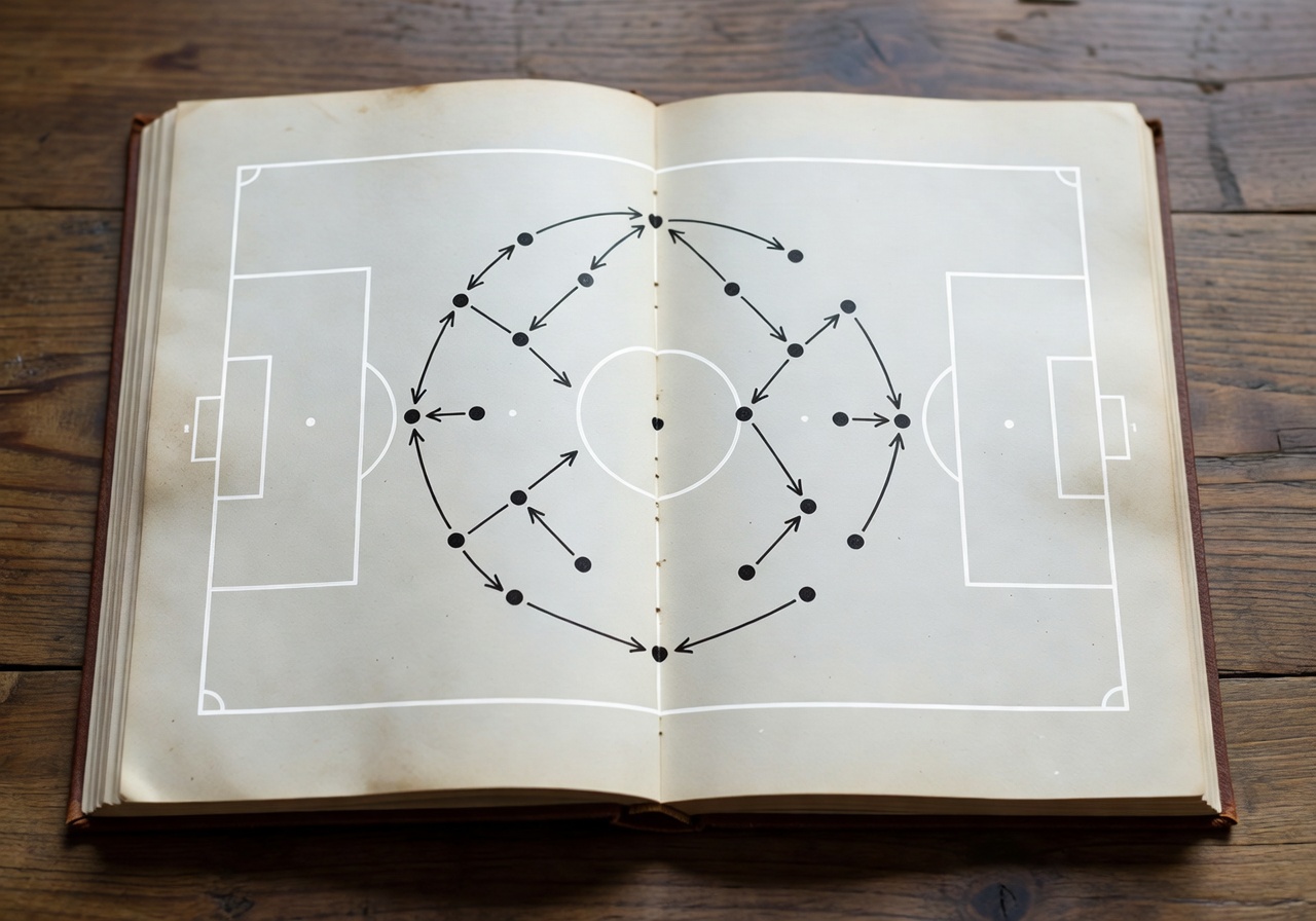 Book inside spread showing football tactical diagrams