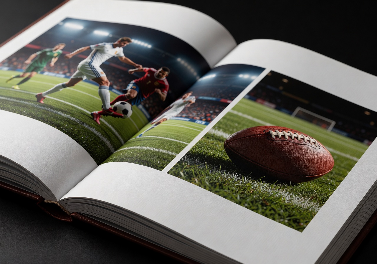 Close-up photo of premium paper sports book printing