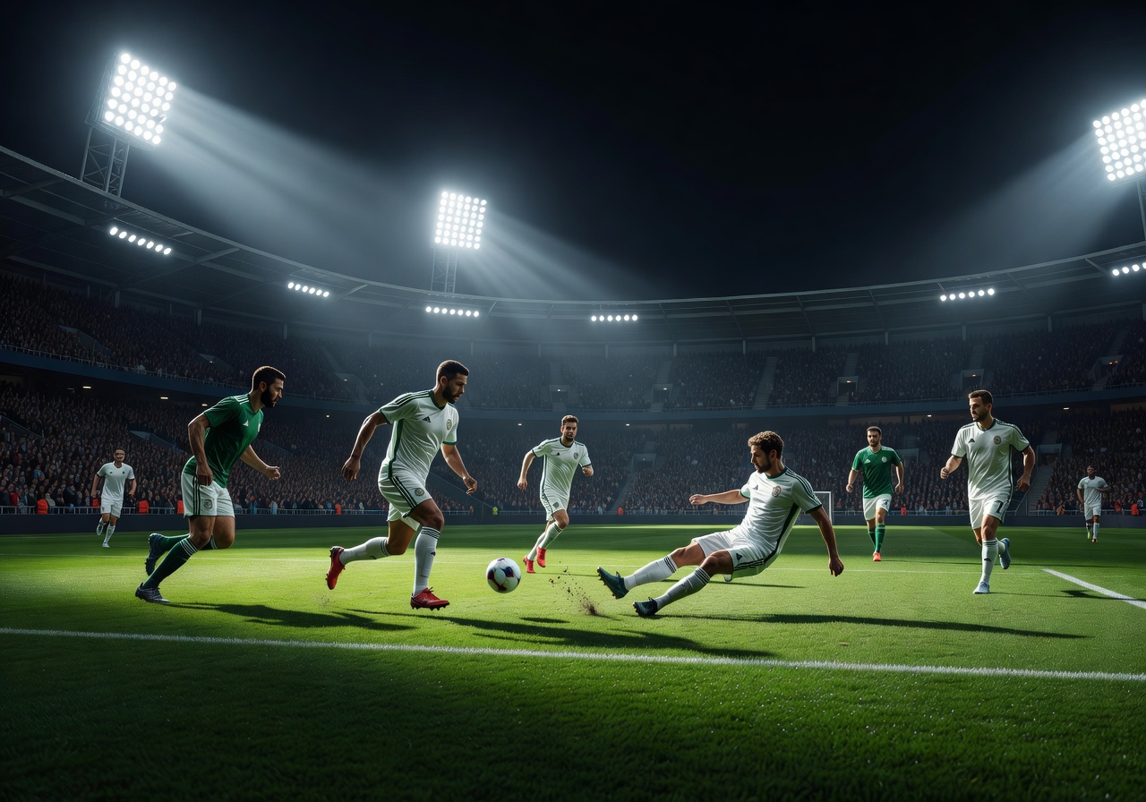 Football category visual with stadium lights at night