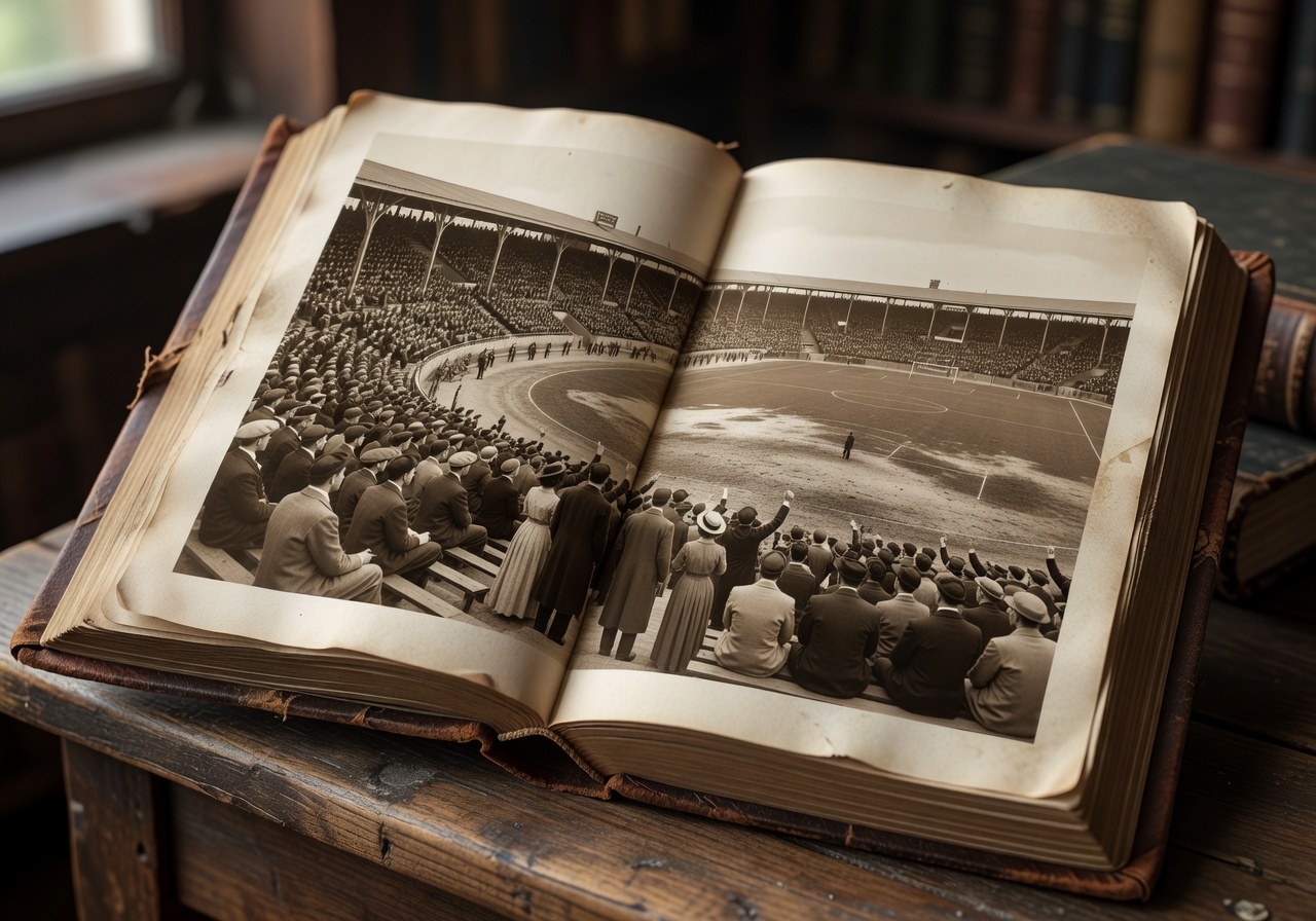 Sports history volume showing archival stadium photo